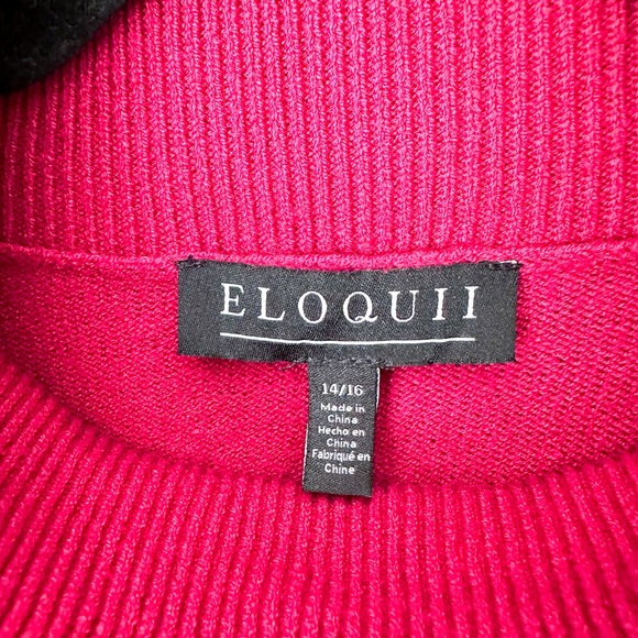 Eloquii Magenta Striped Knit Turtleneck Sweater - Picture 3 of 5